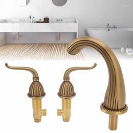 Bathroom Sink Faucets Widespread Faucet Antique Brass Mixer & Cold Water Deck Mounted Tub 3 Hole Basin Tap For Home
