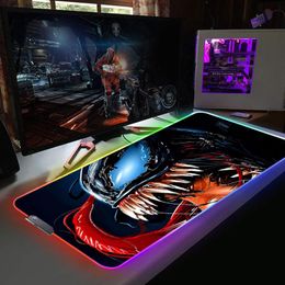 Rests Venom RGB Mouse Pad Gaming Accessories Computer Large Mousepad Backlit LED Light Gamer Colourful Glow For CS GO Keyboard Desk Mat