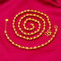 Necklace Earrings Set Men Bracelet Jewellery Beads Chain Solid Real 18k Gold Colour Male Clavicle Collar Wrist Link Hip Hop Accessories Gift