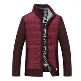 Men's Jackets Classic Windproof Fabric Patchwork Stretchy Men Solid Colour Thickened Casual Knitwear Ribbed Cuffs Sweater Coat Outerwear