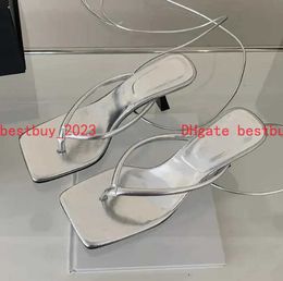 2024 neue Sandalen Ankle Lace-up Frauen Mode Dünne Fersen Damen Schuhe Sommer Flip-Flops Hausschuhe Vielseitig