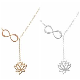 Choker Chokers Fashion Gold/Silver Simple Style Lotus Lariat Pendant Necklace For Women Flower Jewelry Necklaces Party Gifts