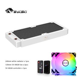 Cooling Bykski 360/240mm Kit Copper Radiator 30mm Thickness +120mm Fan +Controller for PC Cooling Water Cooler Heatsink Kit White Black