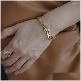 Charm Bracelets Fashion Street Shooting Metal Wind Belt Buckle Chain Bracelet Drop Delivery Jewellery Dhfdz