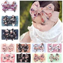 Elastic Printed Flower Kids Headband Newborn Infant Toddler Knot Bows Headwraps Baby Girls Headwear Gifts Photo Props