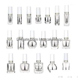 Storage Bottles Jars 100Pcs 15Ml Clear Glass Empty Nail Polish Bottle With A Lid Brush Cosmetic Containers F35721 Drop Delivery Ho Dh8A3