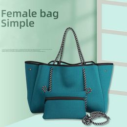 Fashion Neoprene Beach Bags for Women Designer Large Capacity Tote Shoulder Bags Summer Big Handbags Casual Shopper Purses 2021 230527