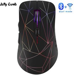 Mice Jelly Comb Bluetooth Mouse Wireless 2.4G Dual Mode Mouse for Laptop Tablet Rechargeable Ergonomic Gaming Mouse 7Color Backlit