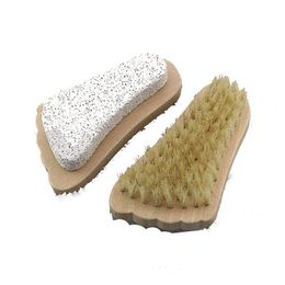 Bath Brushes Sponges Scrubbers Natural Bristle Brush Foot Exfoliating Dead Skin Pumice Stone Feet Wooden Cleaning Brushs Househol Dhlxt