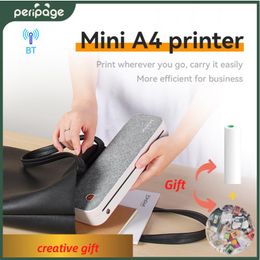 Printers Peripage A40 Portable A4 Printer Mini Inkless Thermal Paper Wireless Bluetooth Phone Photo Printer Document Moving Office Tools