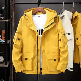 Men's Jackets Men Cargo Jacket Hoodie Black Yellow Safari Male Zipper Loose Plus Size 8XL Coats 7XL 6XL Windbreaker Spring 5XL 9XL Clothes