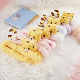 Hair Accessories Elasticity Coral Fleece Bow Headbands Girls Cute Animals Tiger Band Headwear Women Face Washing Makeup