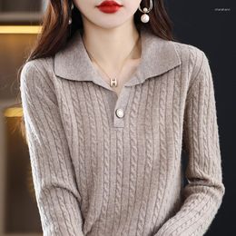 Women's Sweaters Woman's Sweater Casual Turn-Down Collar Female Pullover Long Sleeve Jumper Coats Autumn Winter Wool Knitted Tops