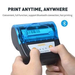 Printers 3 inch/80mm Thermal Printer Mini Protable Tikect Printer With Case Blooth/USB For Business Home Store