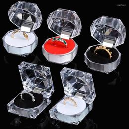 Jewellery Pouches Acrylic Ring Boxes Transparent Box Wedding Storage Case Birthday Gift Rings Earrings Holder Package
