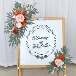 Decorative Flowers Wedding Birthday Banquet Signage Horn Flower Welcome Water Sign Simulation Background Arch