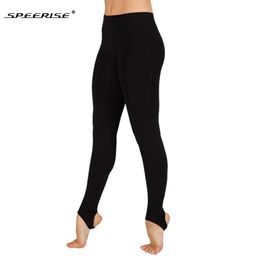 Leggings SPEERISE Women's Solid Black Fitness Skinny Stirrup High Waist Legging Dance Spandex Pants for Women Gym Stretch Trousers