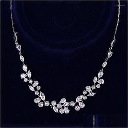 Chains Bridal Sliver Crystal Cubic Zircon Necklaces Women Luxury Rhinestone Choker Girls Wedding Accessories Pageant Elegant Jewellery Dh3Wv