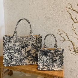 Evening Bags MBTI Embroidery Tote Bag For Women Aesthetic Large Capacity Handbag Literature And Art Shopper Exquisite Female Shoulder