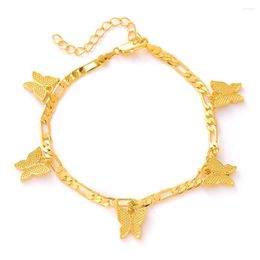 Link Bracelets 21cm Gold Plated Charm Butterfly Shaped Anklet Trinidad And Tobago Africa For Man Women Jewellery Wedding Party Gift