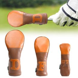 Club Heads Golf Covers Brown PU Leather Hybrid Wood Head Cover Protective Driver Fairway Woods Rescue Headcover 230526