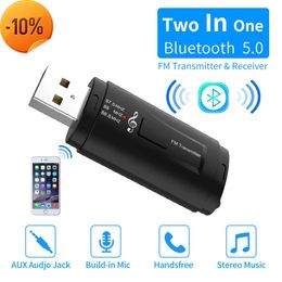 New 2 In 1 FM Transmitter Car Bluetooth-compatible 5.0 Receiver USB FM Modulator 3.5mm AUX Audio Music Player Handsfree Call Adapter