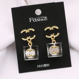 Earring stud 20style Gold Plated Brand Earring Designer Double Letter Lucency Perfume Bottle Pendant Earrings Stud Women Wedding Party High Quality Jewerlry