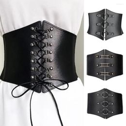 Belts Wide Corset Retro Body Waistband Elastic Women Faux Leather Shirt Lace-up Buckle Belt Clothes Accessories