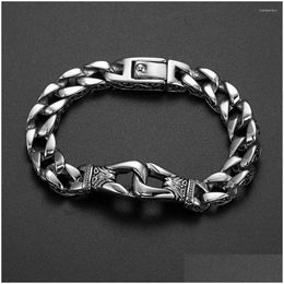 Chain Link Bracelets Granny Chic Fashion Stainless Steel Charm Bracelet Men Vintage Mens Cool Male Jewellery Jewellery Armband Drop Del Dhv5T