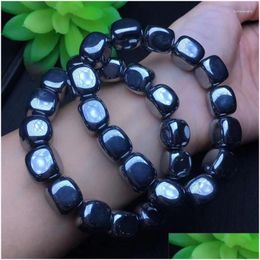 Beaded Strand Natural Terahertz Sugar Cubes Beads Bracelet Energy Stone Diy Jewelry For Man Woman Wholesale Drop Delivery Bracelets Dhqip