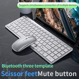 Combos Keyboard and Mouse Set Bluetoothcompatible Slim Rechargeable USB Keyboard Mouse Combo for iPad Mac Android PC Laptop Allinone