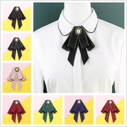 Neck Ties Fashion Bowties Bows Tie Brooch Fabric Crystal Pins Brooches Corsage Butterfly Blouse Accessories Pin Lapel For Women