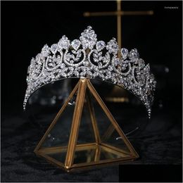 Hair Clips Barrettes Luxury Bridal Crown Womens Leaf Hairbands Zircon Women Wedding Tiaras Headwear Hq0086 Drop Delivery Jewellery H Dhh0K