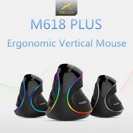 Mice Delux M618 Plus Vertical Mouse Gaming Wired Ergonomics Mice Wireless 6 Buttons 4000 Dpi Optical Right Hand for Pc Laptop
