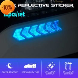 New 12Pcs/Set Car Reflective Sticker Arrows Pattern Warning Decals For Motorcycle Auto Tail Bar Bumper Safety Car Decor Accessories