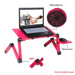 Lapdesks Aluminium Laptop Stand Portable Ergonomic Adjustable Folding Notebook PC Desk with Heat dissipation Fan For Laptop Bed Table