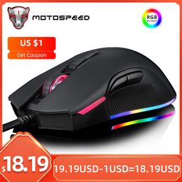 Mice Motospeed V70 7 Buttons USB Wired Gaming Mouse 6400DPI RGB LED Backlight Optical 7 Buttons For Computer Notebook Laptop Desktop