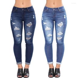 Женские джинсовые брюки карандашом женские разорванные узкие женщины Колумбийские штаны Ковбой средняя талия хлопковое кибер -гетто Инди -офис 2023 Y2K
