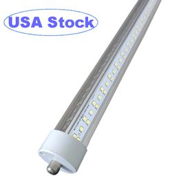 8 Foot LED Bulbs,144W 18000lm 6500K Cold White, Super Bright, T8 T10 T12 LED Tube Lights, V Shaped 8FT LED TubeLight 270 Angle,FA8 Single Pin , Clear Cover usastar