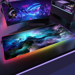 Rests Space RGB Mouse Pad Gamer Accessories Large LED Light MousePads XXL Gaming PC computer Rug Desk with Backlit Rubber Mouse mat