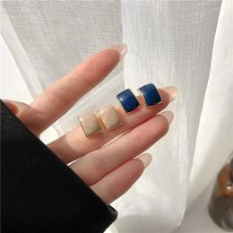 Stud Earrings Retro French 2023 Trendy Korean Temperament Simple And Small Female Blue Drip Glaze For Women.