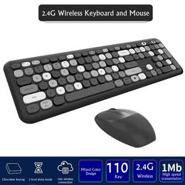 Combos New Mofii 666 Mixed Colour Keycap 2.4Ghz Wireless Keyboard and Mouse Set for Home and Office Power Saving