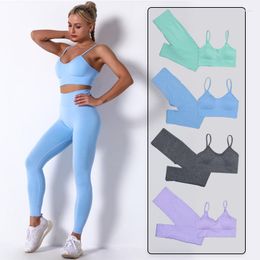 Active Sets Seamless Women's Yoga Set Workout Clothing Fitness Sportswear Crop Top Sports Bra Leggings Wear Outfit Suit