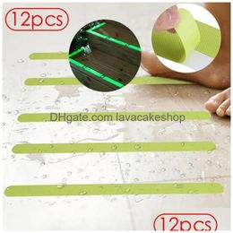 Bath Mats 12Pcs Bathroom Bathtub Glow Anti Slip Tape Safety Floor Adhesive Sticker Pegatinas Antideslizantes Banera W Drop Delivery Dhohv