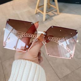 Sunglasses Oversized Women Luxury Designer Trend Square Sun Glasses Classic Eyewear For Lady Metal Frame Lunette De Soleil Femme