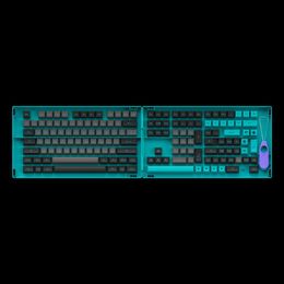 Combos AKKO 197 Key Black Cyan Keycaps DoubeShot PBT ASA Profile Set for Mechanical Gaming Keyboard Compatible with MXClone Switches