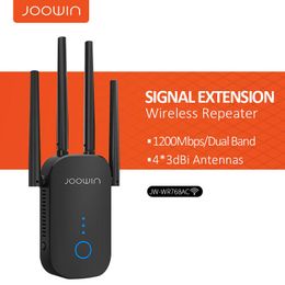 Routers Joowin 1200Mbps Dual Band 2.4 5.8Ghz Wireless Wifi Extender Wifi Repeater 4*3dBi Antenna Long Range Signal Amplifier