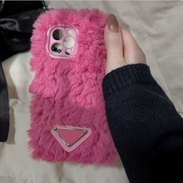 Pink Plush Phone Case Soft Luxury Designer High Quality Classic Mens Womens Shockproof Phones Cases Fashion For iPhone 13 11 12 pro 7 8 X XS MAX1