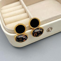 Stud Earrings European And American Retro Irregular Inlaid Natural Stone Agate For Women Personality Fashion Elegant