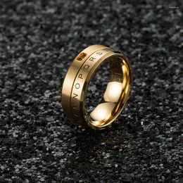 Cluster Rings Men's Date Calendar Time Ring For Rotatable Week Finger Gold Fashion Punk Biker Wedding Stainless Steel